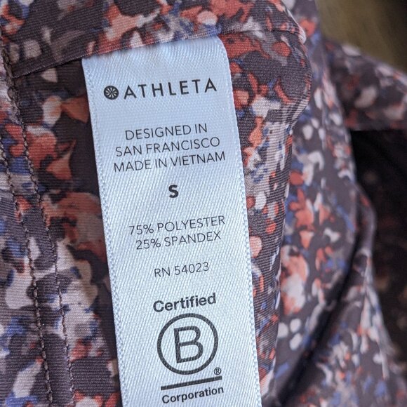 Athleta Rainier Printed Mesh Tight Sandstone Smoke Almond High Waist size S - Picture 8 of 13